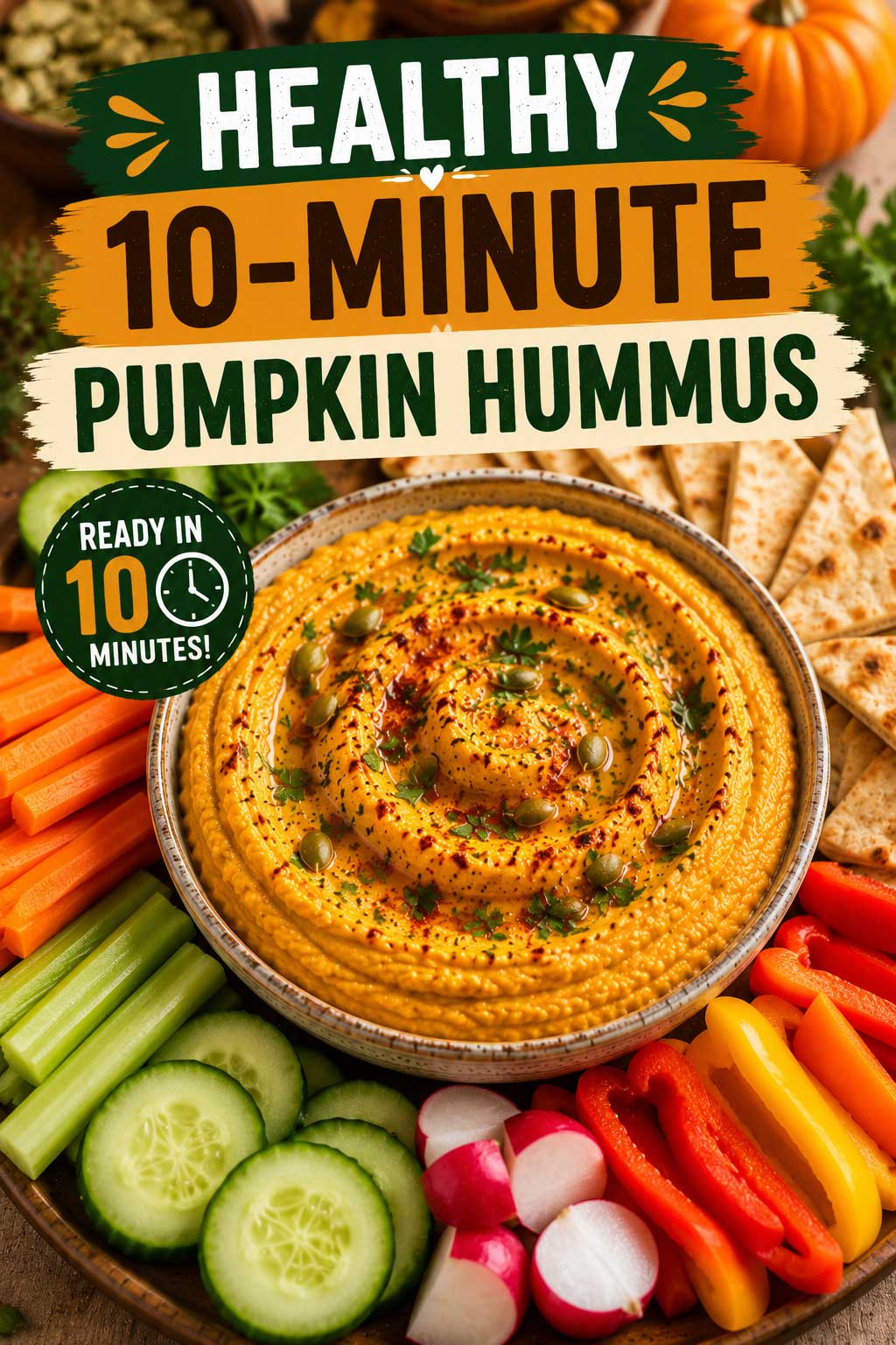 Healthy pumpkin hummus with veggies recipe